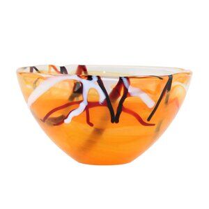 Kosta Boda Anna Ehrner Contrast Art Glass Bowl 6" Orange Signed